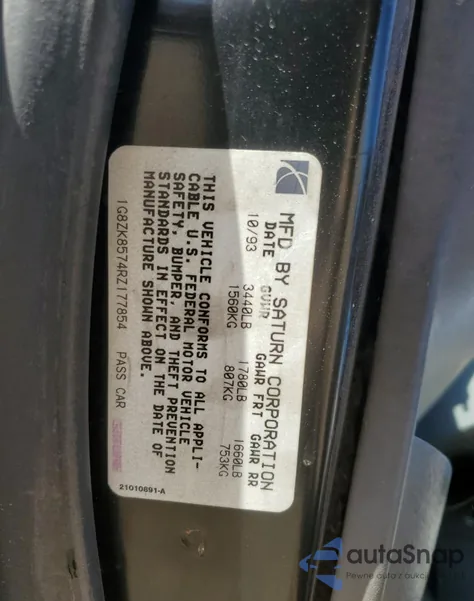 1994 Saturn Sw2 from USA, damaged, VIN 1G8ZK8574RZ177854